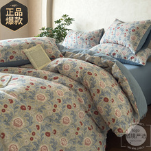 2025新款A类高克重四件套纯棉色织亚麻原麻简麻皱皱纱提花三件套