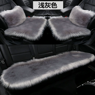 Seat cushion, seat cover – Winter Long-Haired Car Seat Cushion - light-gray-thickened-version-front-single-seat