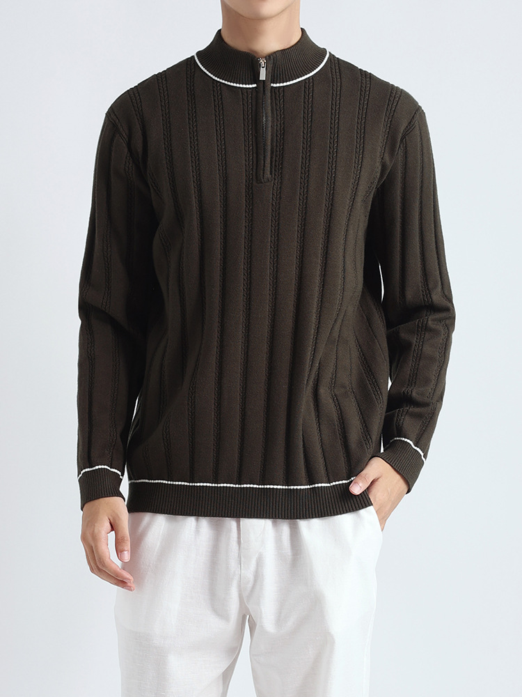 Lujo ligero para hombres de cuello medio alto polo polo polo de alto nivel de negocios suéter casual jersey polo