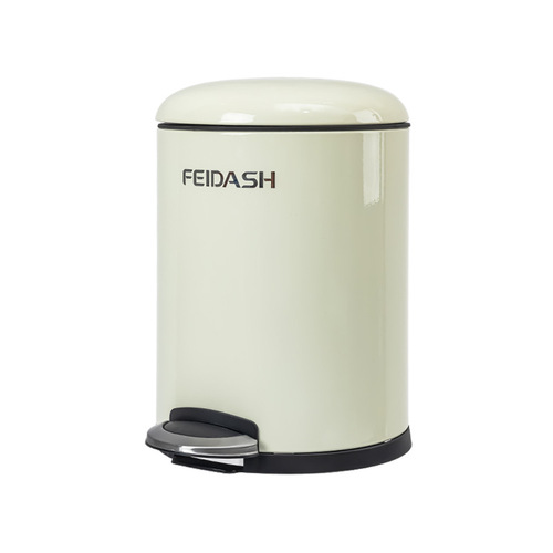 Light Luxury Foot-Pedal Trash Can in Creamy Style, Made of Stainless Steel—Amazon Export, European & Instagram-Worthy Design for Kitchen and Bathroom