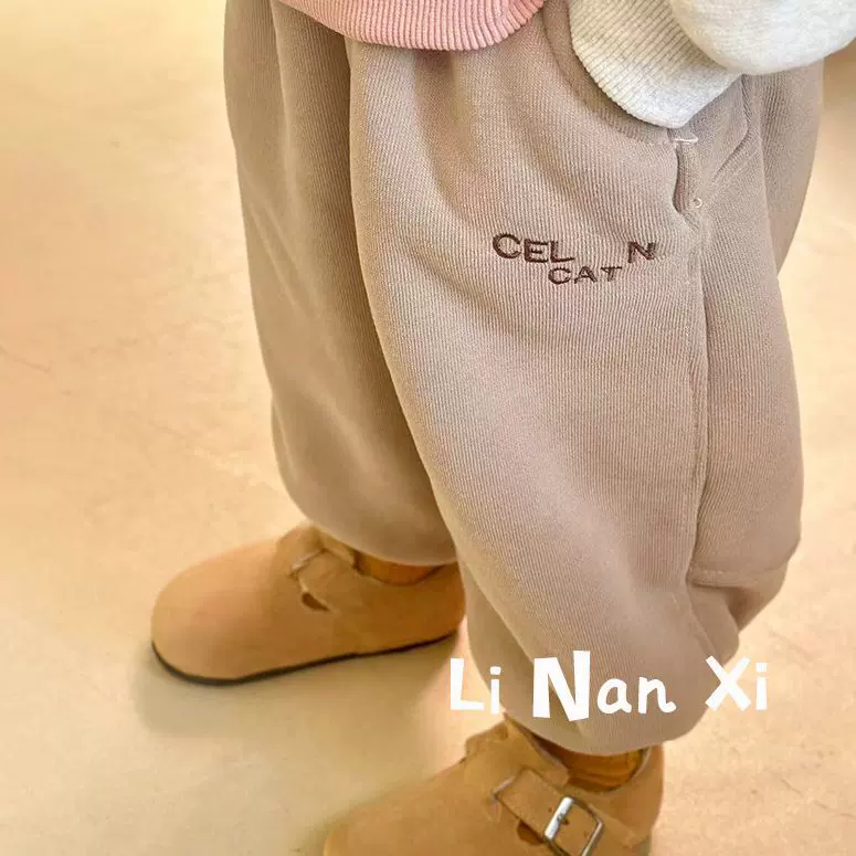 26055韩版儿童休闲裤加绒复合一体绒保暖运动裤舒适