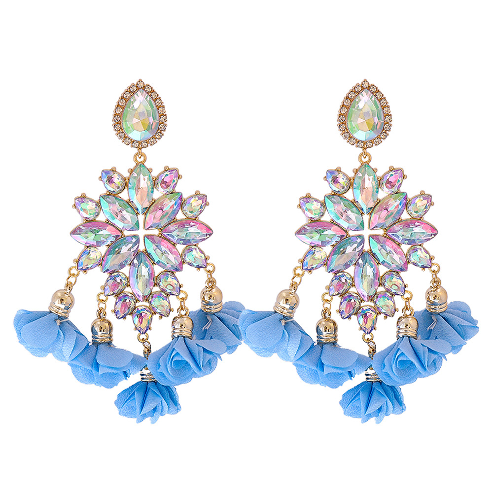 new bohemian color diamond flower earrings personalized wholesale