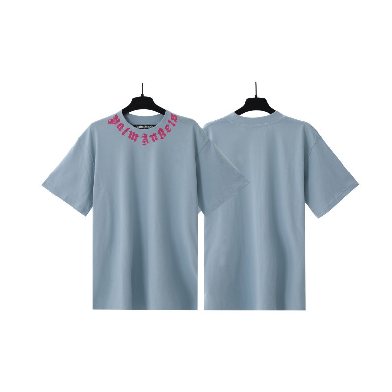 Comercio exterior transfronterizo al por mayor PA pintura en aerosol carta manga corta palmera niebla calle alta marca de moda graffiti logo hombres y mujeres camiseta