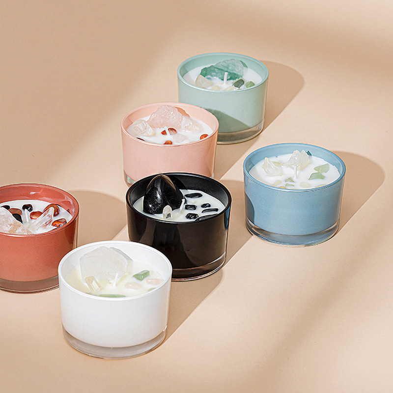 Vaso de cristal de color spot comercio exterior cera de soja vela de incienso vela de incienso de cristal regalo