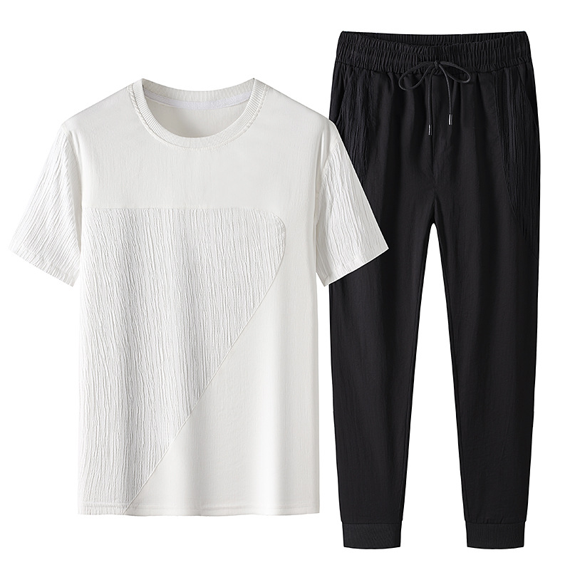 Men's Clothing Ice sense suit men's summer new fashion leisure loose thin breathable quick drying youth sports two piece suit trend_voghion.com