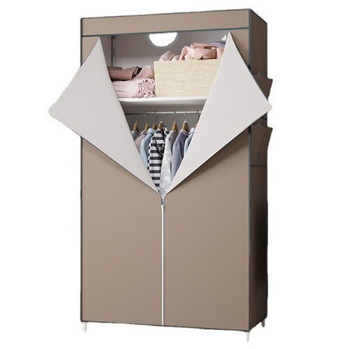 Simple Wardrobe Fabric Wardrobe Steel Pipe Thickened Reinforced Wardrobe Fabric Storage Assembled Mini Hanger Thick Fabric Wardrobe