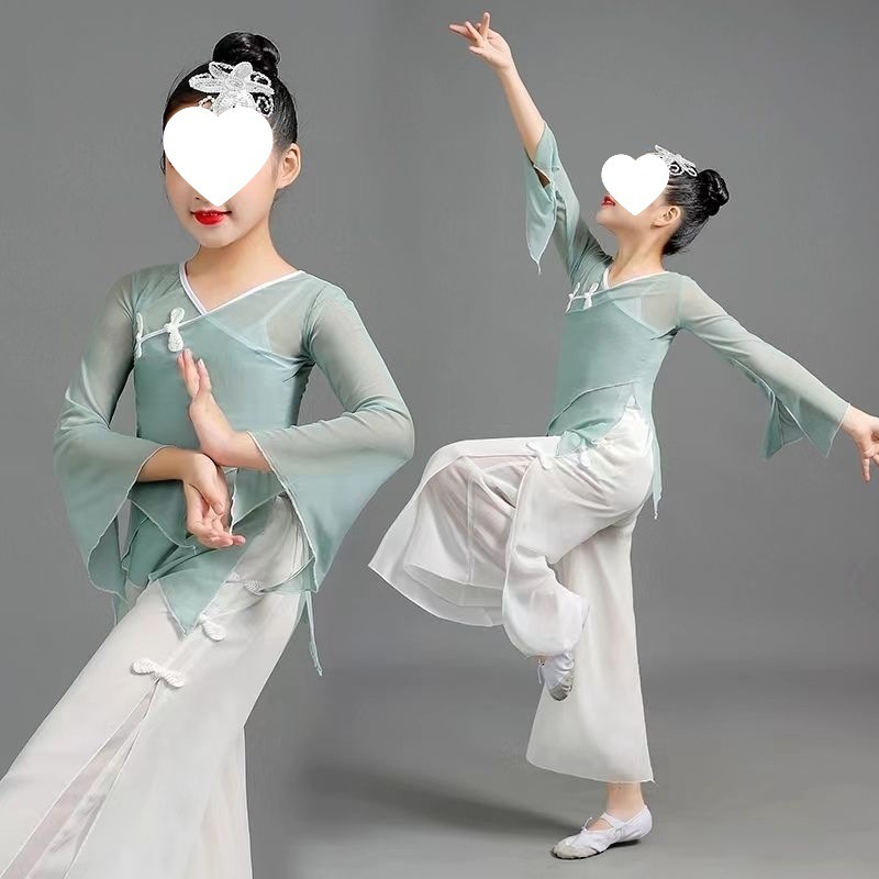 S儿童身韵纱衣艺考古典舞中国舞服女童超仙练功服演出民族舞蹈服|undefined