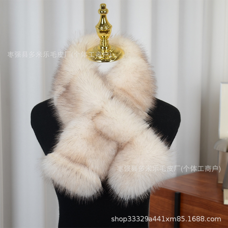 New luxury imitation sable and fox fur scarf for women, autumn and winter, cold-proof, warm, thick, versatile outdoor magnetic scarf