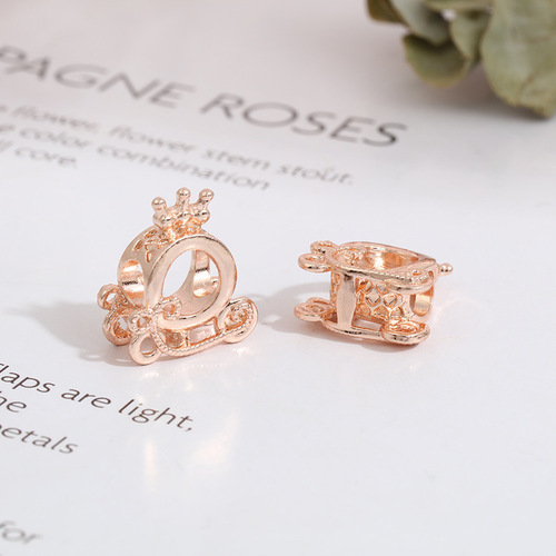 Cross-border rose gold shining crown pumpkin car Trojan beading DIY jewelry accessories bracelet large hole bead accessories