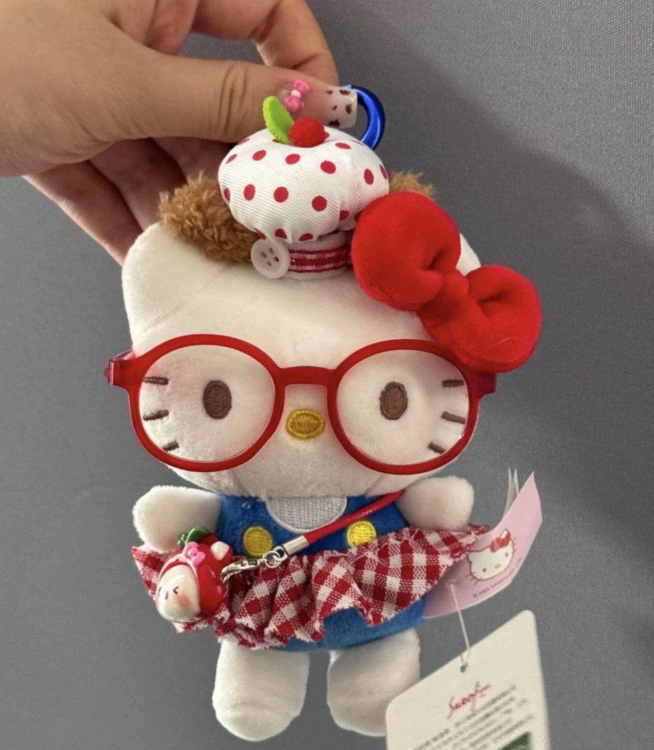Plush Keychain (Hello Kitty) — Classic Backpack Pendant, Assorted Outfit Styles, 12 cm