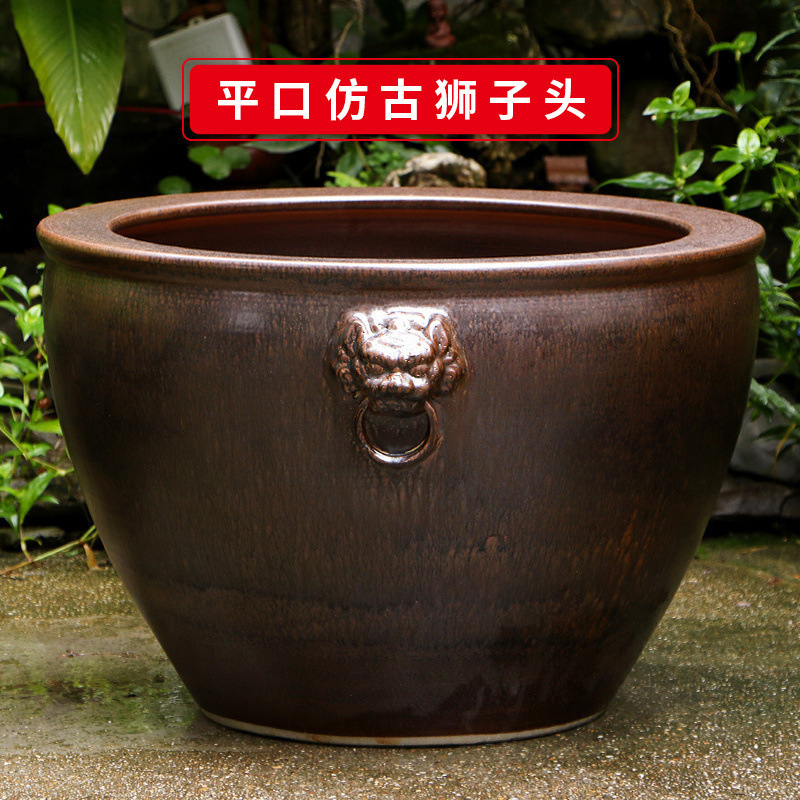 古法生态土陶瓷养金鱼缸荷花睡莲池老旧式阳台室户外庭院大号水缸|undefined