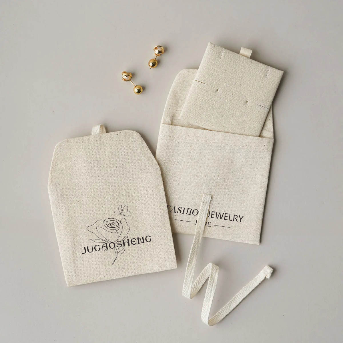 工厂定制棉布首饰珠宝收纳袋礼品袋化妆品信封收纳原色棉麻包装袋