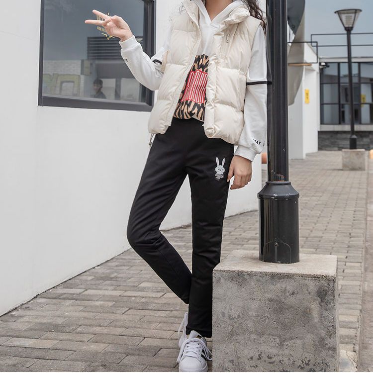 儿童棉裤女童加厚外穿中大童白鸭绒保暖高腰打底棉裤冬季童装瘦