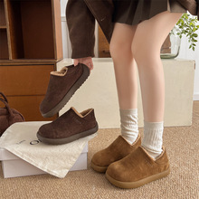 女王范复古棕色厚底加绒加厚棉鞋女冬2025新款百搭保暖勃肯鞋子