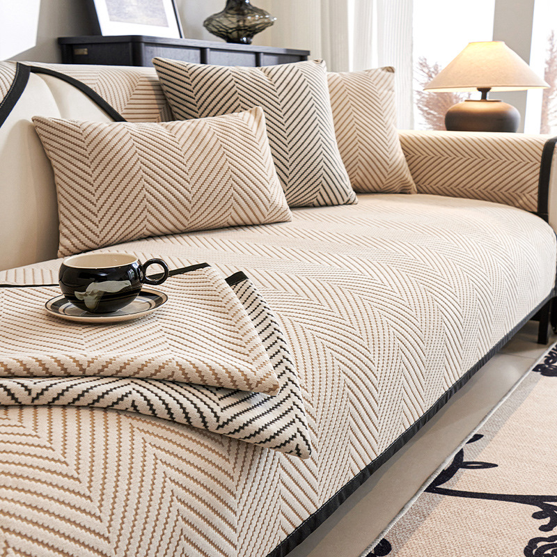 light luxury modern sofa cushion four seasons universal high sense cushion 2024 new fixed non-slip sofa cover cover cloth