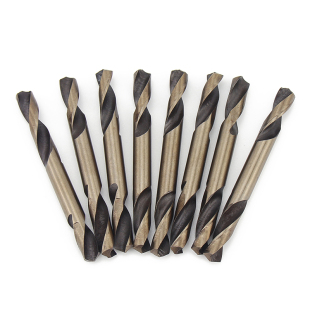 Double-Ended Twist Drill Hand Drill High-Speed Steel Straight Handle Aluminum Alloy Drill Iron Drill Bit Metal Reaming Drill Double-Edged Drill 3.2