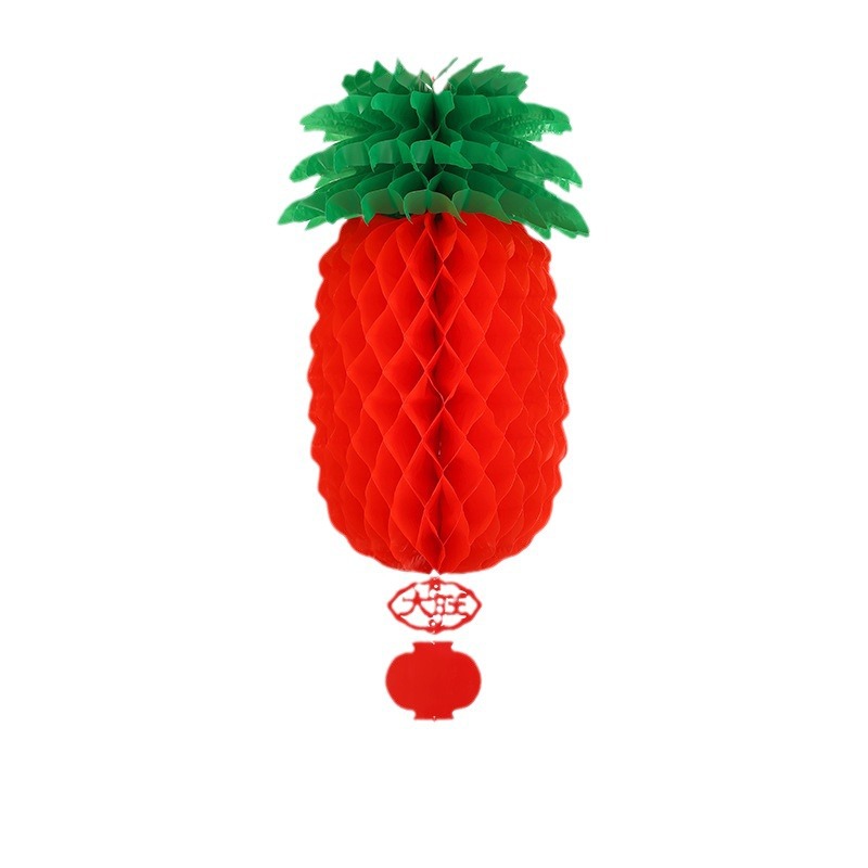 Gran linterna de piña de papel rojo manzana al aire libre plegable linterna de panal al por mayor centro comercial decoración del Festival de Primavera