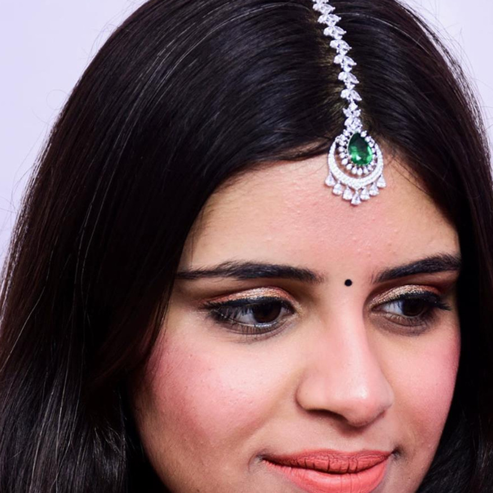 Cross-Border New Water Drop Eyebrow Pendant Forehead Ornament for Women Luxury Indian Bride Wedding Zircon Forehead Chain Ethnic Style Hair Accessories
