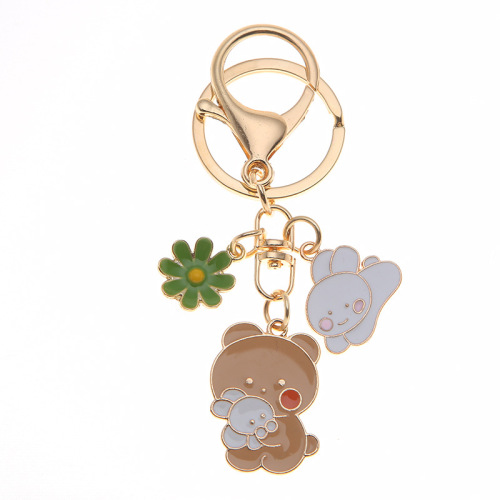 Korean INS cartoon bear rabbit keychain ornament sister-in-law keychain gift creative couple bag accessory