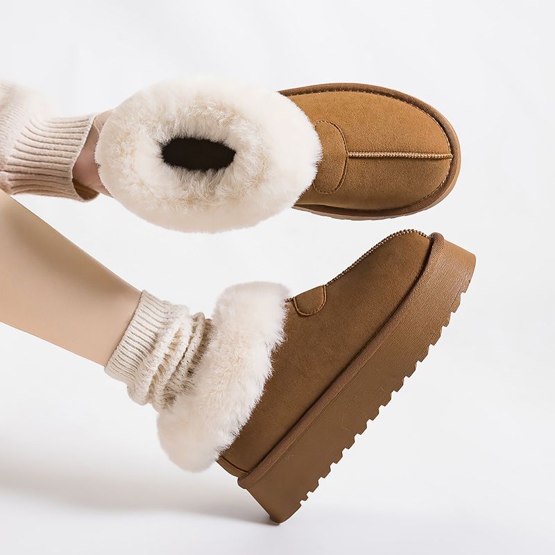 Pequeñas botas de nieve con suela gruesa y baja, botas de nieve de lana de invierno, botas de nieve cálidas de algodón.