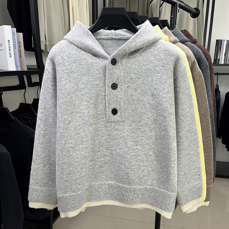 Suéter otoño-invierno marca de moda universal otoño-invierno hoodie hombre casual moda coreana engrosada camiseta de punto de hombre