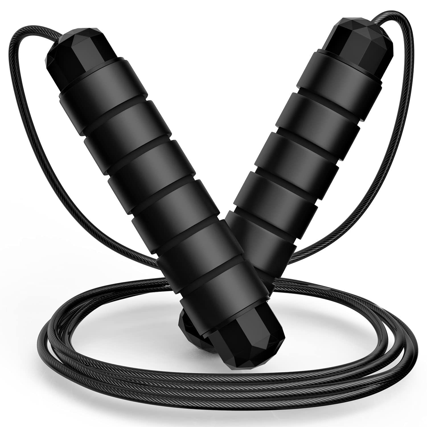 Cuerda de saltar, cable de cuerda de saltar de velocidad rápida sin enredos con rodamientos de bolas para mujeres, hombres y niños, entrenamiento de cuerda de saltar de acero ajustable