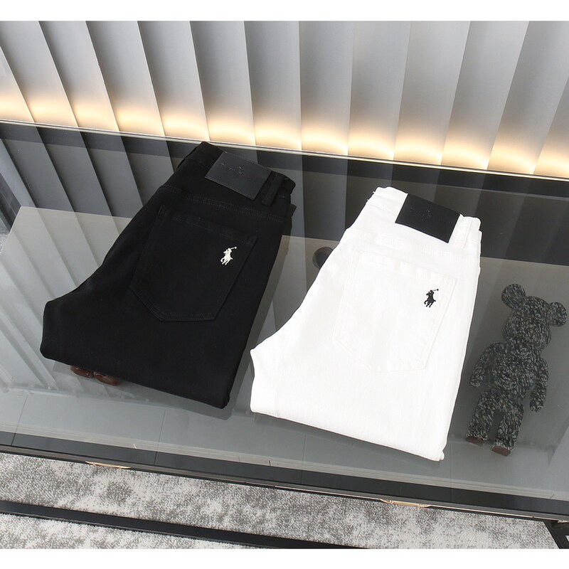 Casual Cropped Pants with Paul Logo Embroidery, 2026 Spring/Summer New Trendy Brand Men's Jeans in Black and White, Slim Fit and Stretchy Casual Cropped Pants with Paul Logo Embroidery, 2026 Spring/Summer New Trendy Brand Men's Jeans in Black and White, Slim Fit and Stretchy