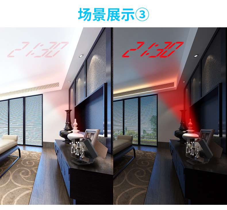 New cross-border radio projection alarm clock, LED large screen display, temperature and humidity electronic clock, digital alarm clock pic 18
