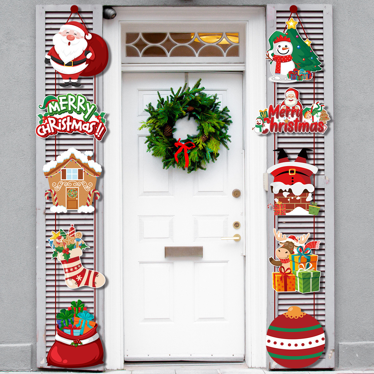 Decoraciones navideñas transfronterizas, nuevas adornos colgantes para puertas de fiesta, colgante de Papá Noel para puerta, pancartas colgantes, suministros para fiestas