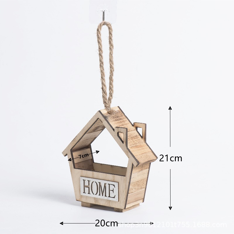 Casa creativa de pared decoración de la pared de la sala de estar canasta de flores madera retro verde en la pared colgante de la canasta