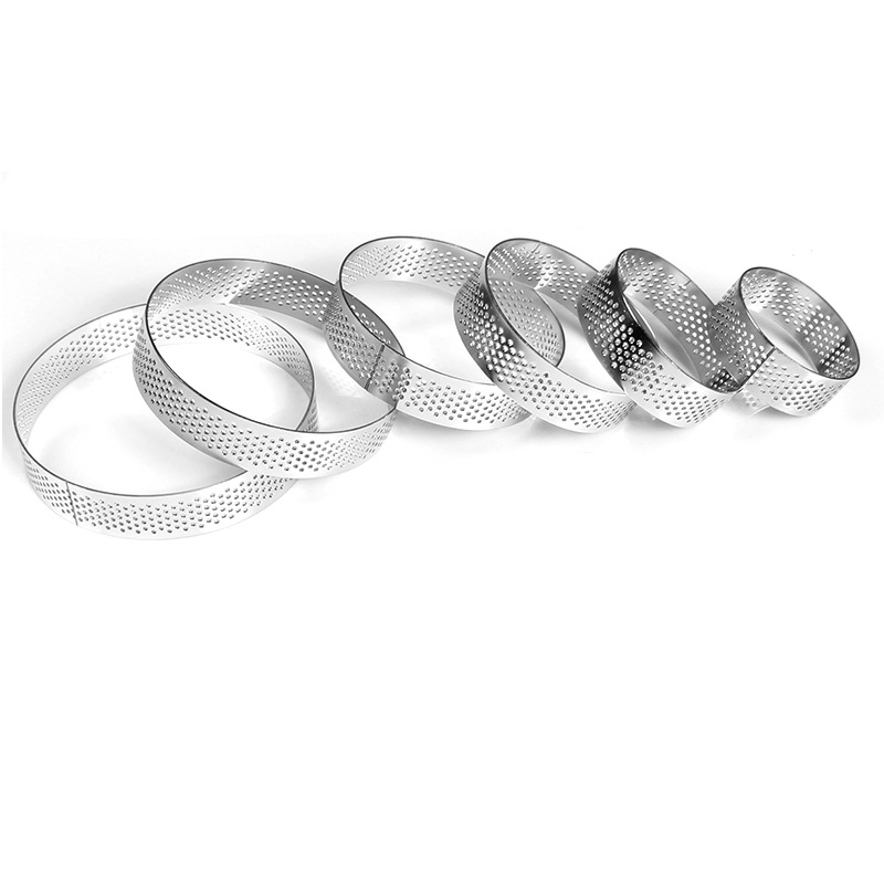 Stainless Steel Round Punched Tower Ring 304 French Perforated Tart Crust Mold 430 Cake Mousse Ring Corn Cake Ring