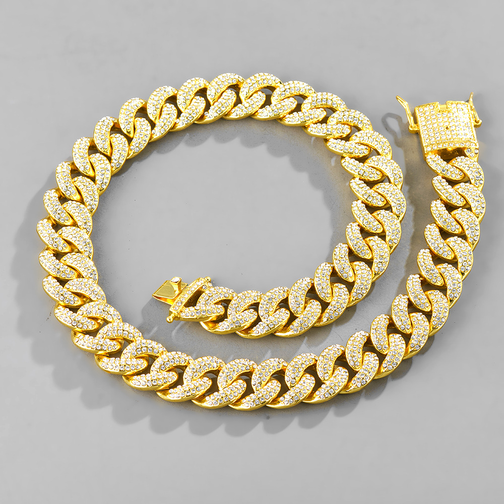 European hipster fashion hip-hop punk diamonds gold silver chain