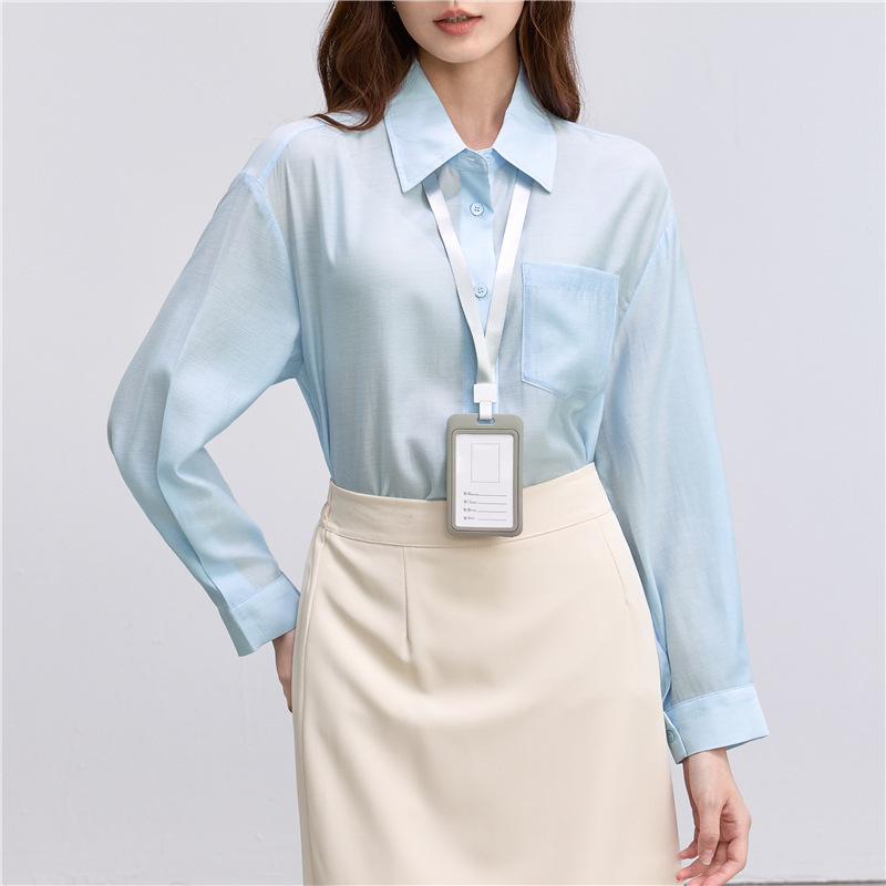 2025 テンセル軽量長袖日焼け止めシャツ女性のクラシック多用途カジュアルプロフェッショナルツーウェアルーズ空調シャツ|undefined