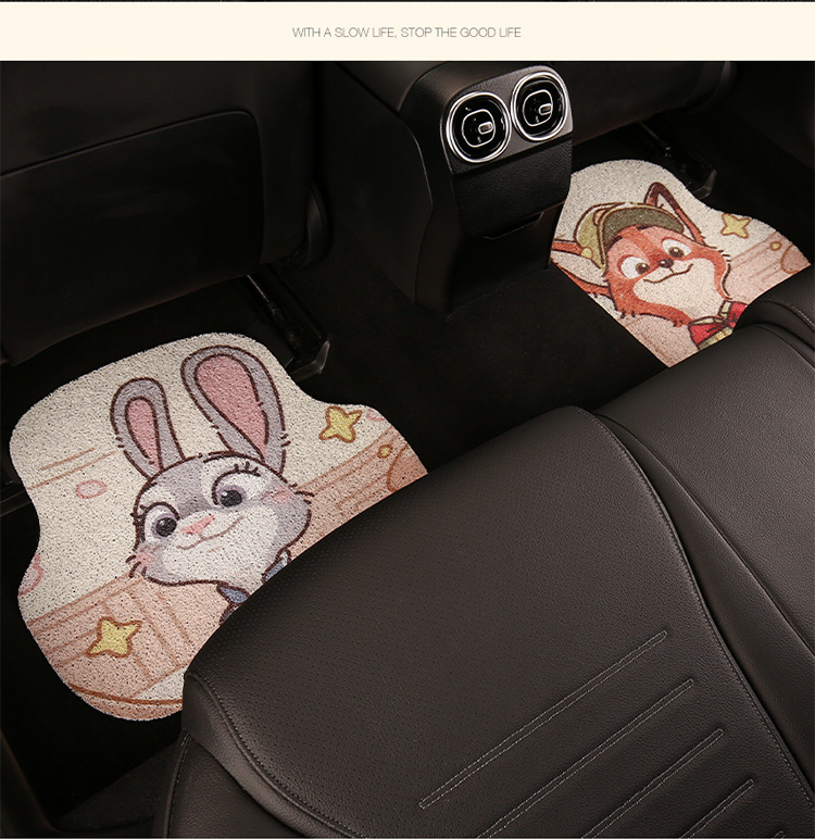 Cute Cartoon Car Floor Mat Silk Loop Single Piece High-End Car Anti-Dirty Carpet Protection Mat Thickened Universal for Girls