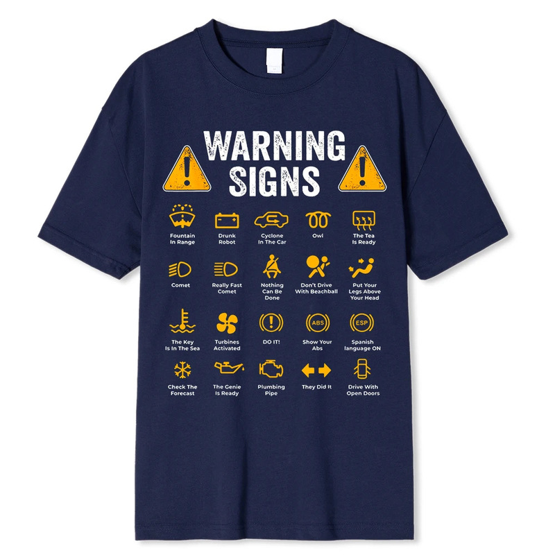 Funny driving warning sign 101 car mechanic gift driver oversized casual cotton men's tops T-shirt