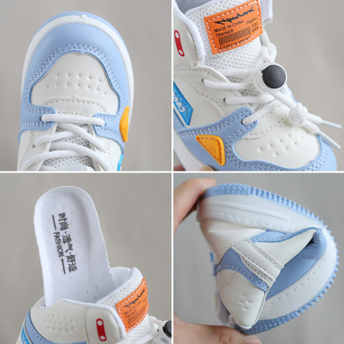 Children's sports shoes 2024 spring casual sneakers for boys and girls, children's high-top basketball running shoes, soft-soled baby shoes