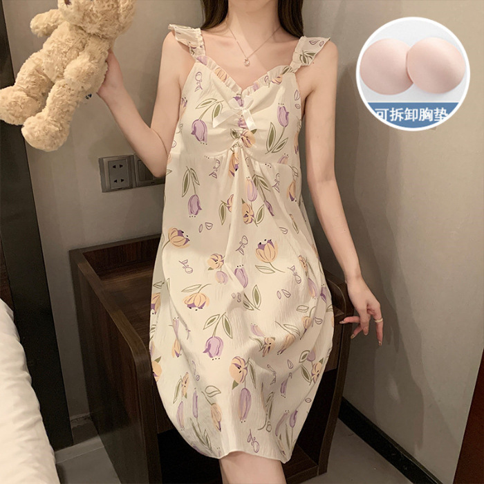 2025 nuevo HelloKitty nube pijama de algodón de mujer de verano es una linda pijama con cojín de pecho ropa para el hogar