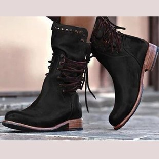 Cross-border plus size western Denim wind boots women 2024 autumn and winter new rivet locomotive boots TEUM explosions
