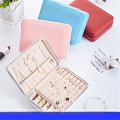 2024 New Cross-border Jewelry Box Portable Jewelry Organizer Earrings Earrings Rings Zippered Accessory Box