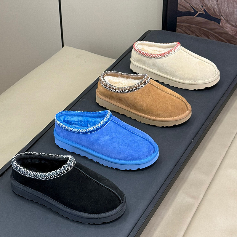 In-Stock Tasman Thin-Soled Ethnic Style Snow Boots, Sheepskin Integrated Warm Shoes, Monk Shoes, Genuine Leather Wool Shoes