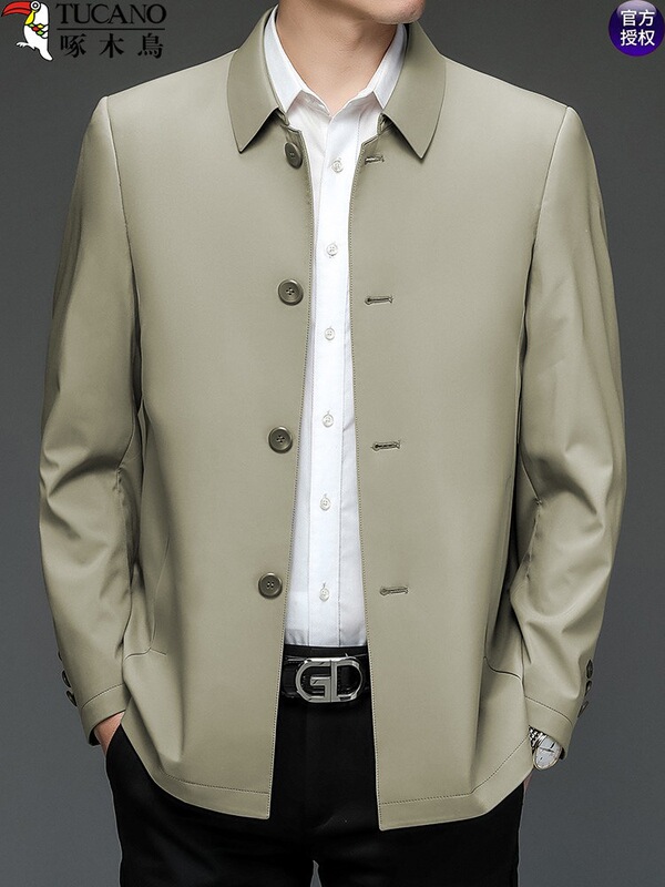 Woodpecker Business Casual Jacket for Men, New Spring and Autumn Style, High-End Executive, Middle-Aged Civil Servant, Large Size Loose-Fitting Coat