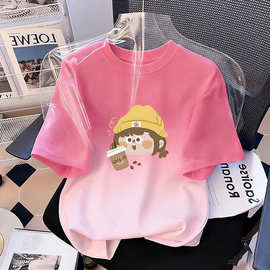 儿童短袖T恤女童新款印花上衣洋气宽松韩版中大童夏季休闲童装