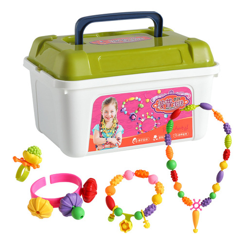 Toddlers handmade beads children's pop string bracelet necklace girl diy baby puzzle beads around beads toy