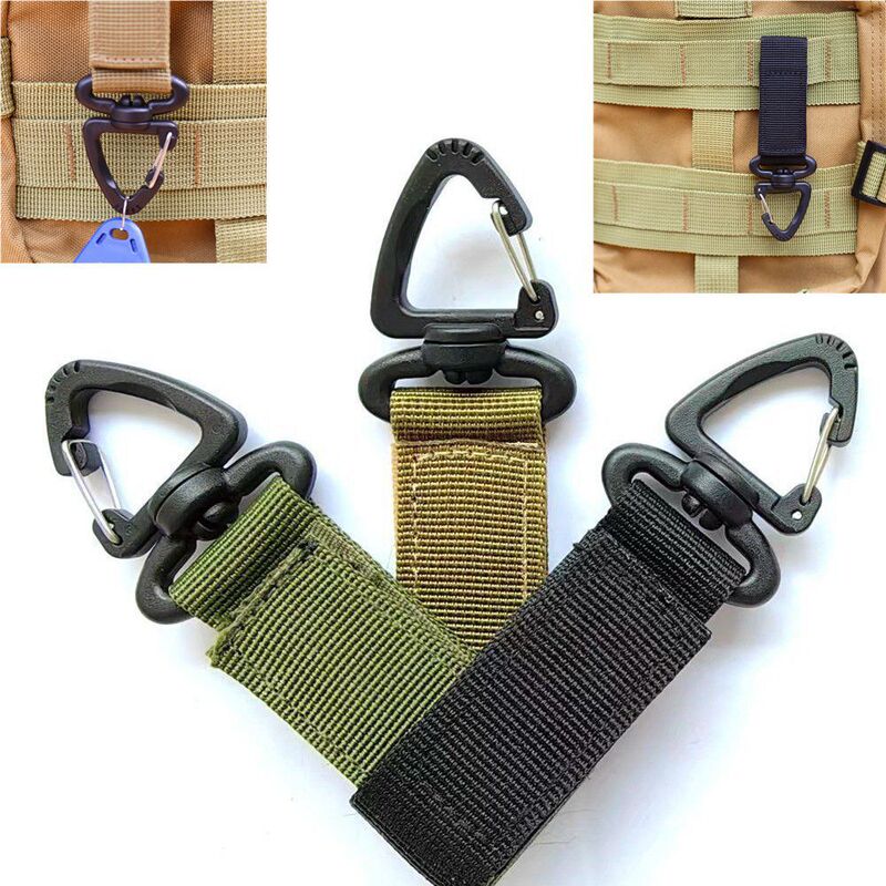 Factory In-Stock Outdoor Tactical 360-Degree Rotating Triangle Carabiner Multifunctional Climbing Buckle D-Ring Keychain with Lock