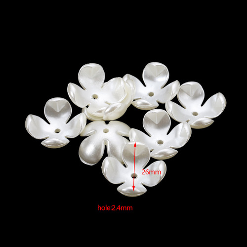 ABS imitation pearl tori plastic perforated rose shape bow flower petals diy handmade clothing accessories