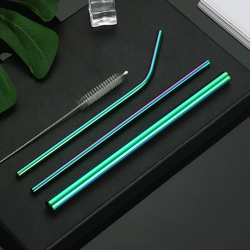 Трансграничные горячие продажи из нержавеющей стали соломинки набор кофе молочный чай питьевая трубка цветная колена металлическая соломка завод прямых продаж