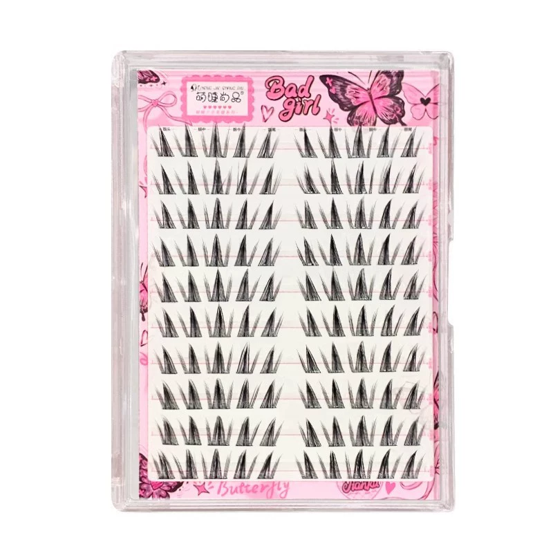 Comics with butterfly, realistic dense false eyelashes