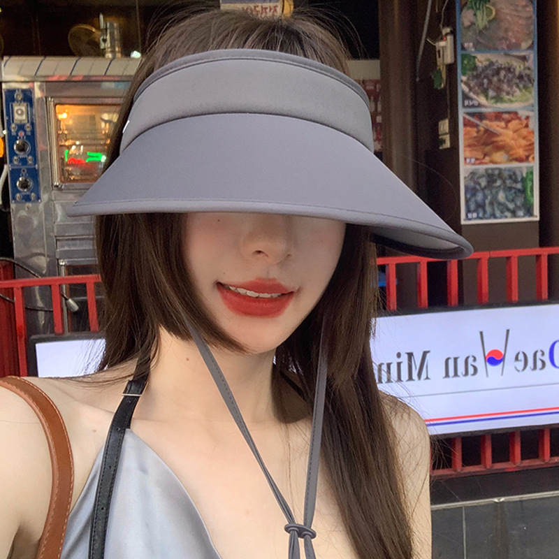 時尚女夏空頂帽大檐防曬帽騎車戶外防紫外線冰絲太陽帽uv遮陽帽子