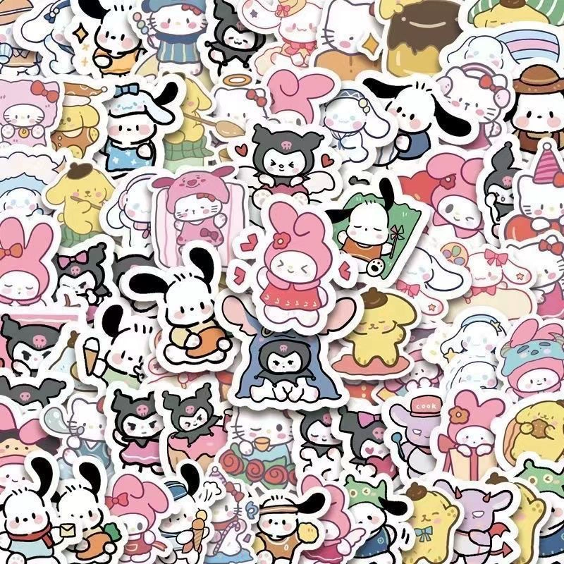 100 рисованной наклейки Sanrio Kt Cat Kulomi Yu Guy Dog Melleti чехол для мобильного телефона декоративные наклейки