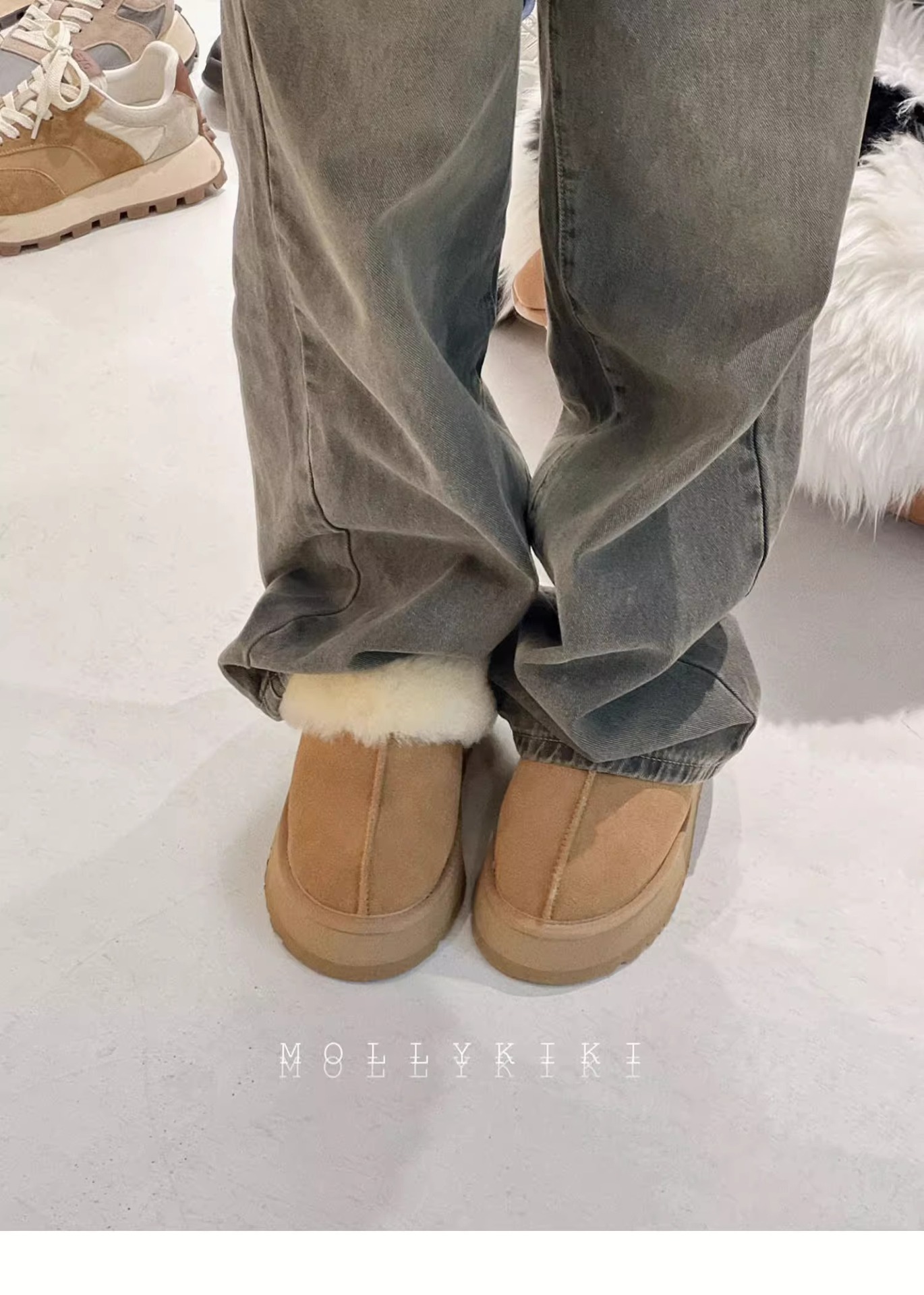 New winter fur one thick sole covered head fluffy slippers and fluffy snow boots_voghion.com